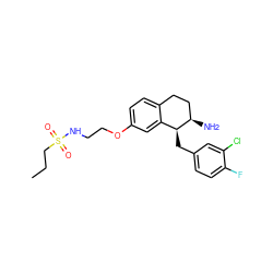 CCCS(=O)(=O)NCCOc1ccc2c(c1)[C@H](Cc1ccc(F)c(Cl)c1)[C@H](N)CC2 ZINC000142872934