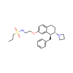 CCCS(=O)(=O)NCCOc1ccc2c(c1)[C@H](Cc1ccccc1)[C@@H](N1CCC1)CC2 ZINC000143219805