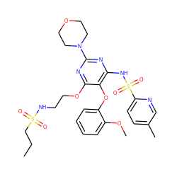 CCCS(=O)(=O)NCCOc1nc(N2CCOCC2)nc(NS(=O)(=O)c2ccc(C)cn2)c1Oc1ccccc1OC ZINC000028089962