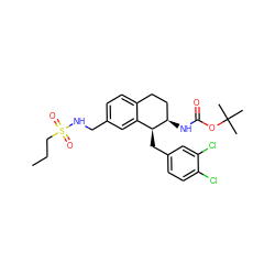 CCCS(=O)(=O)NCc1ccc2c(c1)[C@H](Cc1ccc(Cl)c(Cl)c1)[C@H](NC(=O)OC(C)(C)C)CC2 ZINC000088260597