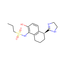 CCCS(=O)(=O)Nc1c(O)ccc2c1CCC[C@@H]2C1=NCCN1 ZINC000103272250