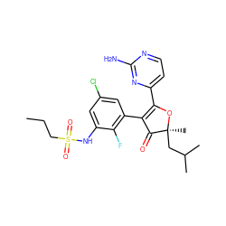 CCCS(=O)(=O)Nc1cc(Cl)cc(C2=C(c3ccnc(N)n3)O[C@@](C)(CC(C)C)C2=O)c1F ZINC000220279937