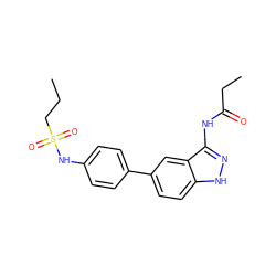 CCCS(=O)(=O)Nc1ccc(-c2ccc3[nH]nc(NC(=O)CC)c3c2)cc1 ZINC000063298503