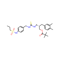 CCCS(=O)(=O)Nc1ccc(CNC(=S)NC[C@@H](COC(=O)C(C)(C)C)Cc2ccc(C)c(C)c2)cc1 ZINC000026835143