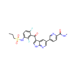CCCS(=O)(=O)Nc1ccc(F)c(C(=O)c2c[nH]c3ncc(-c4ccc(C(=O)NC)nc4)cc23)c1F ZINC000113516466