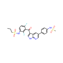 CCCS(=O)(=O)Nc1ccc(F)c(C(=O)c2c[nH]c3ncc(-c4ccc(NS(C)(=O)=O)cc4)cc23)c1F ZINC000113516316