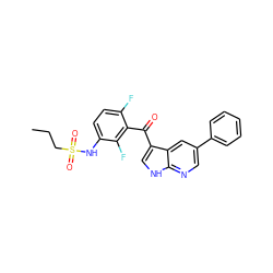 CCCS(=O)(=O)Nc1ccc(F)c(C(=O)c2c[nH]c3ncc(-c4ccccc4)cc23)c1F ZINC000113517654