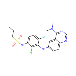 CCCS(=O)(=O)Nc1ccc(F)c(Nc2ccc3ncnc(N(C)C)c3c2)c1Cl ZINC000169312827