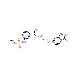 CCCS(=O)(=O)Nc1cccc([C@@H](O)CNCCOc2ccc3c(C)[nH]nc3c2)c1 ZINC001772643194