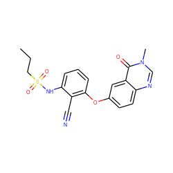 CCCS(=O)(=O)Nc1cccc(Oc2ccc3ncn(C)c(=O)c3c2)c1C#N ZINC000143514449