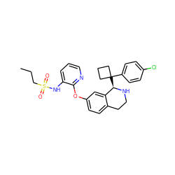 CCCS(=O)(=O)Nc1cccnc1Oc1ccc2c(c1)[C@@H](C1(c3ccc(Cl)cc3)CCC1)NCC2 ZINC000114980443