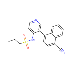 CCCS(=O)(=O)Nc1ccncc1-c1ccc(C#N)c2ccccc12 ZINC001772594132