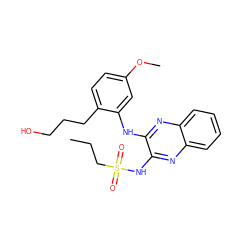 CCCS(=O)(=O)Nc1nc2ccccc2nc1Nc1cc(OC)ccc1CCCO ZINC000138161429