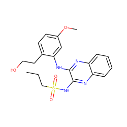 CCCS(=O)(=O)Nc1nc2ccccc2nc1Nc1cc(OC)ccc1CCO ZINC000148597211