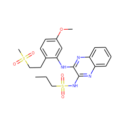 CCCS(=O)(=O)Nc1nc2ccccc2nc1Nc1cc(OC)ccc1CCS(C)(=O)=O ZINC000138132219