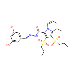 CCCS(=O)(=O)c1c(S(=O)(=O)CCC)c2c(C)cccn2c1C(=O)N/N=C/c1cc(O)cc(O)c1 ZINC000012411384