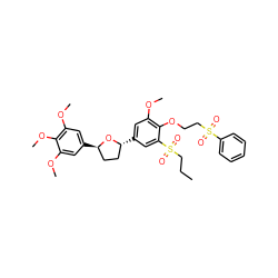 CCCS(=O)(=O)c1cc([C@@H]2CC[C@@H](c3cc(OC)c(OC)c(OC)c3)O2)cc(OC)c1OCCS(=O)(=O)c1ccccc1 ZINC000029546652