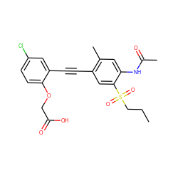 CCCS(=O)(=O)c1cc(C#Cc2cc(Cl)ccc2OCC(=O)O)c(C)cc1NC(C)=O ZINC000073162541