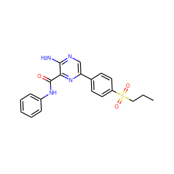 CCCS(=O)(=O)c1ccc(-c2cnc(N)c(C(=O)Nc3ccccc3)n2)cc1 ZINC000071318826