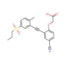 CCCS(=O)(=O)c1ccc(C)c(C#Cc2cc(C#N)ccc2OCC(=O)O)c1 ZINC000073196489