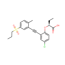 CCCS(=O)(=O)c1ccc(C)c(C#Cc2cc(Cl)ccc2O[C@@H](CC)C(=O)O)c1 ZINC000073157999