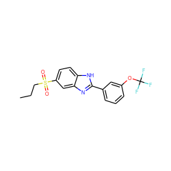 CCCS(=O)(=O)c1ccc2[nH]c(-c3cccc(OC(F)(F)F)c3)nc2c1 ZINC000084722644