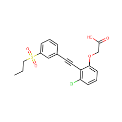 CCCS(=O)(=O)c1cccc(C#Cc2c(Cl)cccc2OCC(=O)O)c1 ZINC000073165524