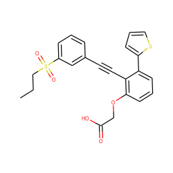 CCCS(=O)(=O)c1cccc(C#Cc2c(OCC(=O)O)cccc2-c2cccs2)c1 ZINC000073196539