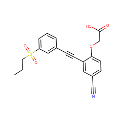 CCCS(=O)(=O)c1cccc(C#Cc2cc(C#N)ccc2OCC(=O)O)c1 ZINC000073160501