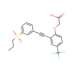 CCCS(=O)(=O)c1cccc(C#Cc2cc(C(F)(F)F)ccc2OCC(=O)O)c1 ZINC000073388070