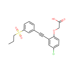 CCCS(=O)(=O)c1cccc(C#Cc2cc(Cl)ccc2OCC(=O)O)c1 ZINC000073169460