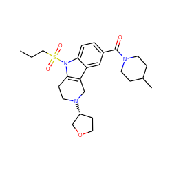 CCCS(=O)(=O)n1c2c(c3cc(C(=O)N4CCC(C)CC4)ccc31)CN([C@@H]1CCOC1)CC2 ZINC000036479035