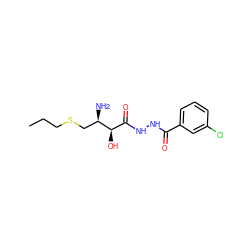 CCCSC[C@@H](N)[C@H](O)C(=O)NNC(=O)c1cccc(Cl)c1 ZINC000027987975