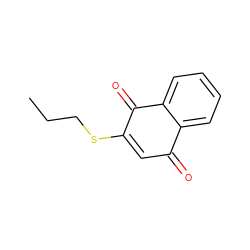 CCCSC1=CC(=O)c2ccccc2C1=O ZINC000095586791