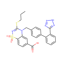 CCCSC1=NS(=O)(=O)c2ccc(C(=O)O)cc2N1Cc1ccc(-c2ccccc2-c2nn[nH]n2)cc1 ZINC000001540846