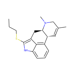 CCCSc1[nH]c2cccc3c2c1C[C@@H]1[C@@H]3C=C(C)CN1C ZINC000013826358