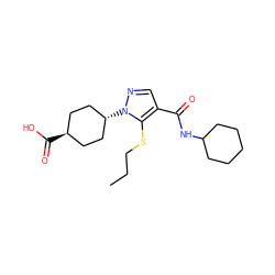 CCCSc1c(C(=O)NC2CCCCC2)cnn1[C@H]1CC[C@H](C(=O)O)CC1 ZINC000101580066