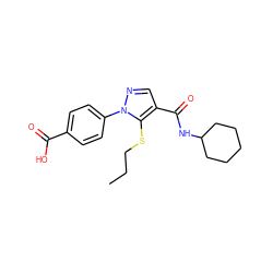 CCCSc1c(C(=O)NC2CCCCC2)cnn1-c1ccc(C(=O)O)cc1 ZINC000095573889