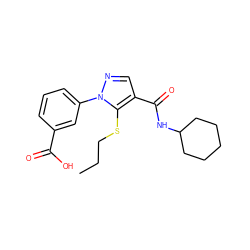 CCCSc1c(C(=O)NC2CCCCC2)cnn1-c1cccc(C(=O)O)c1 ZINC000095579661