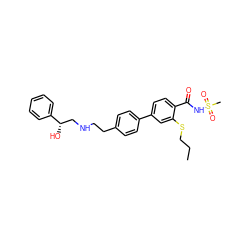 CCCSc1cc(-c2ccc(CCNC[C@H](O)c3ccccc3)cc2)ccc1C(=O)NS(C)(=O)=O ZINC000040914433