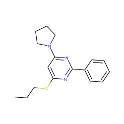 CCCSc1cc(N2CCCC2)nc(-c2ccccc2)n1 ZINC000004671276