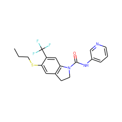 CCCSc1cc2c(cc1C(F)(F)F)N(C(=O)Nc1cccnc1)CC2 ZINC000013779453