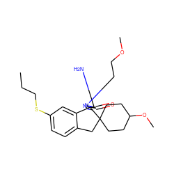 CCCSc1ccc2c(c1)[C@]1(N=C(N)N(CCOC)C1=O)C1(CCC(OC)CC1)C2 ZINC000142831954