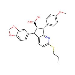 CCCSc1ccc2c(n1)[C@@H](c1ccc(OC)cc1)[C@H](C(=O)O)[C@H]2c1ccc2c(c1)OCO2 ZINC000013859861