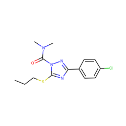 CCCSc1nc(-c2ccc(Cl)cc2)nn1C(=O)N(C)C ZINC000013533062