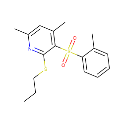 CCCSc1nc(C)cc(C)c1S(=O)(=O)c1ccccc1C ZINC000004050107