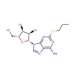 CCCSc1nc(N)c2ncn([C@@H]3O[C@H](CO)[C@@H](O)[C@H]3O)c2n1 ZINC000034495511