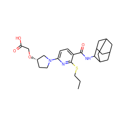 CCCSc1nc(N2CC[C@H](OCC(=O)O)C2)ccc1C(=O)NC1C2CC3CC(C2)CC1C3 ZINC000117663788