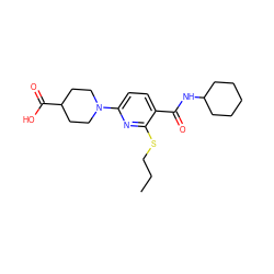 CCCSc1nc(N2CCC(C(=O)O)CC2)ccc1C(=O)NC1CCCCC1 ZINC000095578245