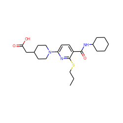 CCCSc1nc(N2CCC(CC(=O)O)CC2)ccc1C(=O)NC1CCCCC1 ZINC000095571844